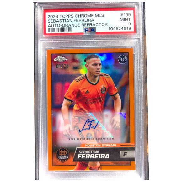 2023 Topps Chrome MLS Autos Orange Refractor #199 Sebastián Ferreira /25 PSA 9 - Picture 1 of 8